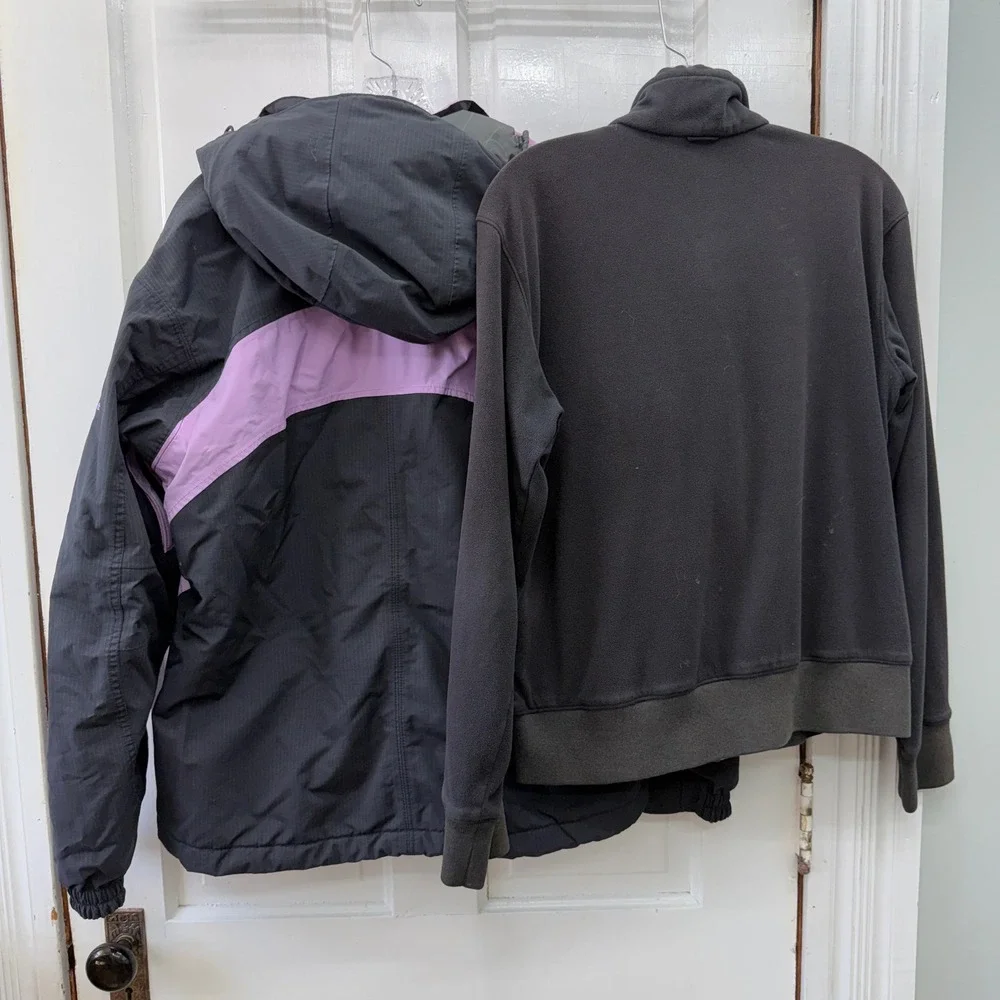 Columbia Convert 3 in‎ 1 Womens Large Winter Ski Snowboard Coat Black Lavender